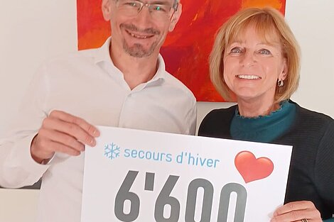 Steve Léger und Muguette Claivaz, Geschäftsleiterin der Winterhilfe Unterwallis.